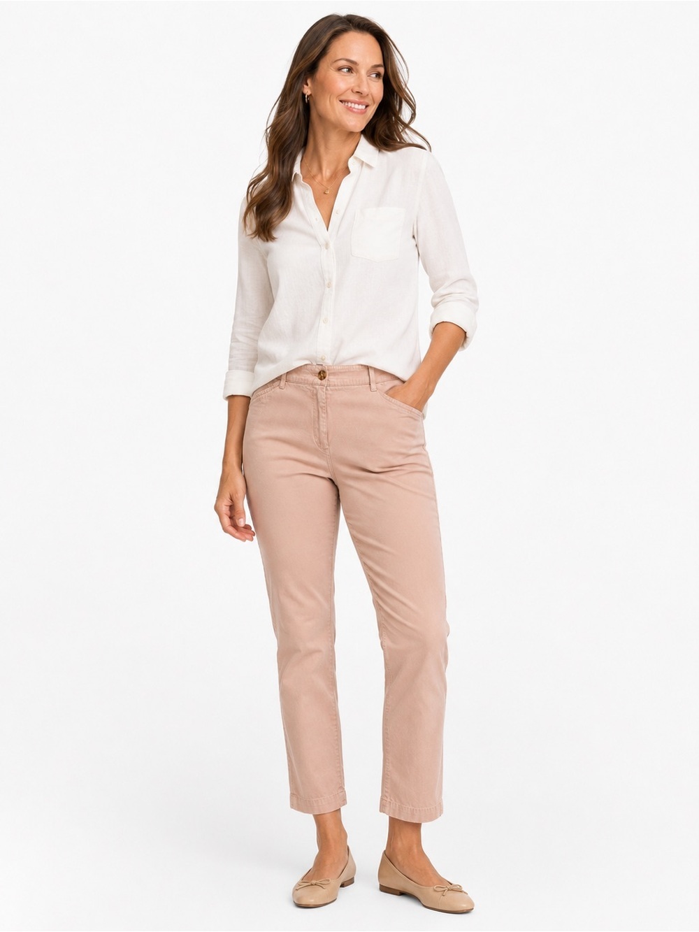 Talbots The Perfect Chino Pants Women’s 16 Blush Pink/Tan Straight Leg Cotton